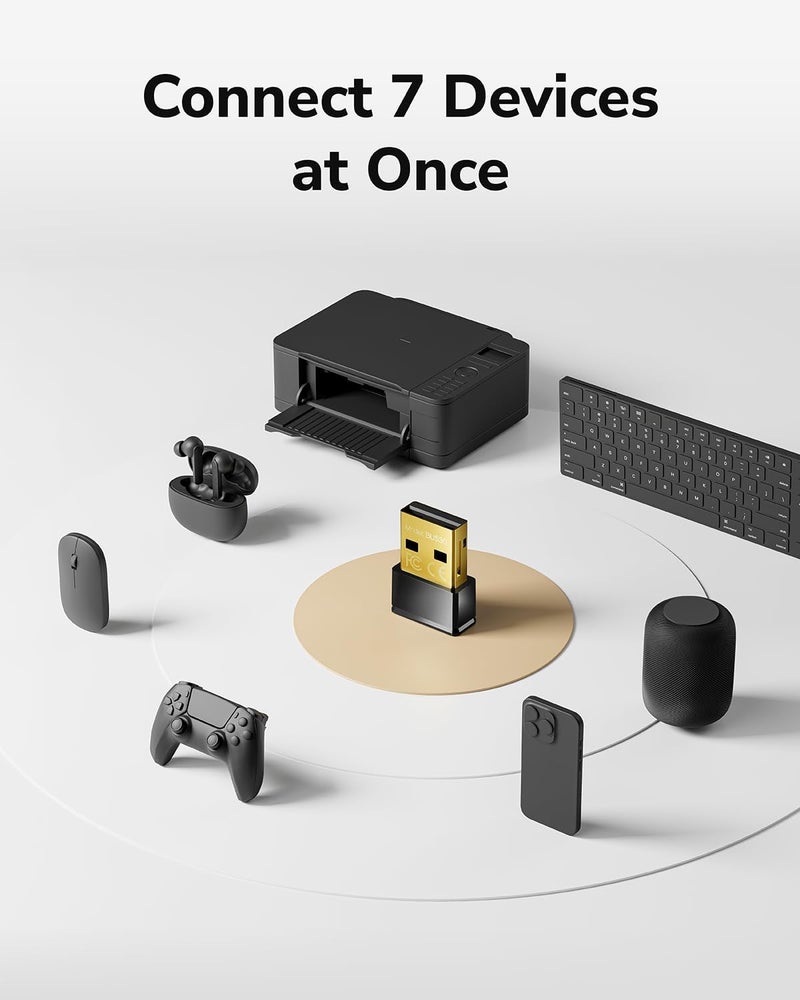 cudy USB Bluetooth Adapter for PC, Bluetooth 5.3 Dongle Receiver, Plug and Play, Nano Size, Supports Windows 11/10/8.1/7 for Desktop, Laptop, Printer - Image 4